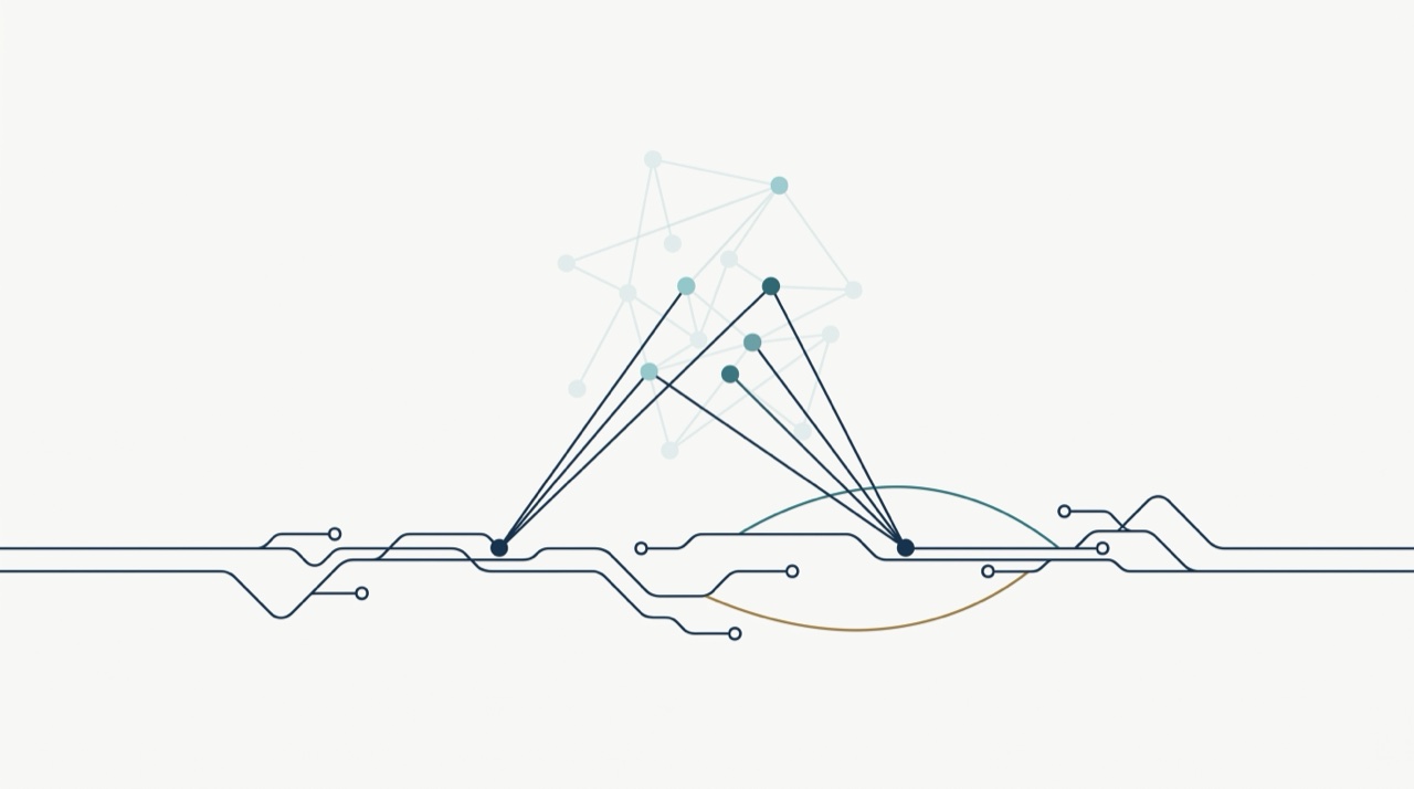 A cluster of previously idle nodes now lit in teal, each connected by clean lines back into the main flow: hidden waiting work becoming visible, tracked, and owned.